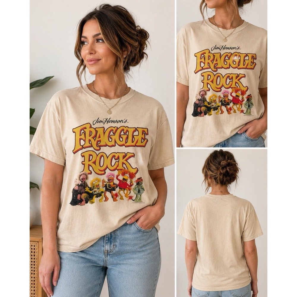 Fraggle Rock T Shirt Size M, Beige, 100% Cotton, Pre-Loved, Good Condition